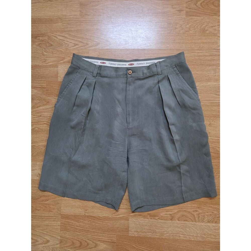 Tommy Bahama 21" Relax Olive Green Chino Shorts 100% Silk Sz 35